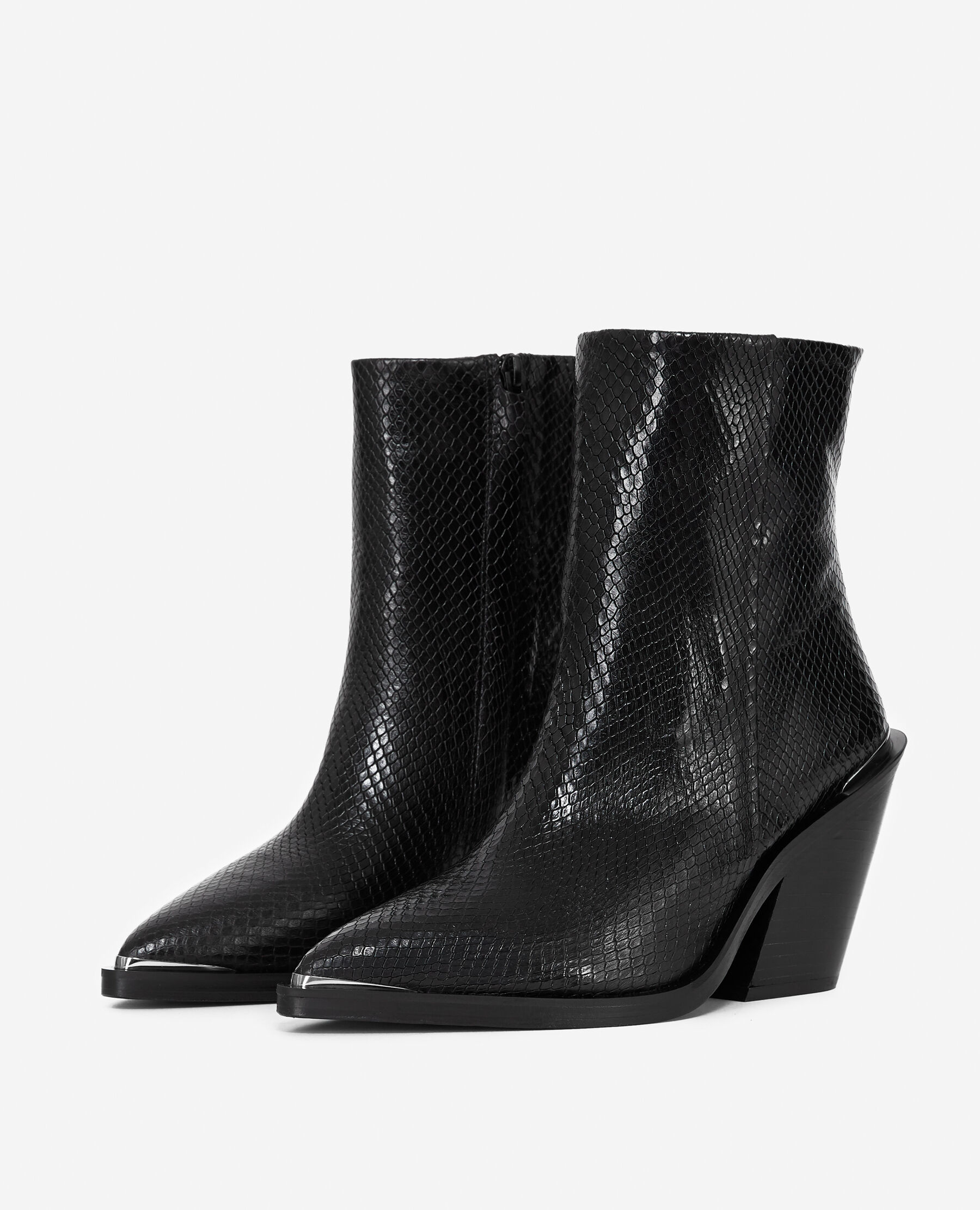 Heeled ankle boots in snake effect leather The Kooples