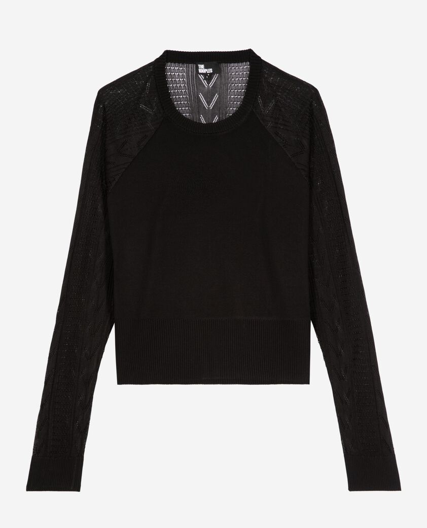 The Kooples FEMME BLACK pull à dos transparent noir