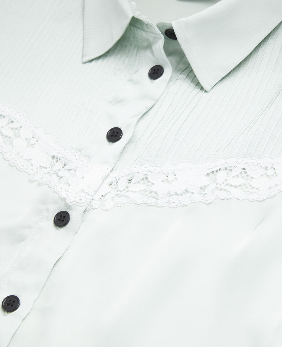 The Kooples DAMEN OCEAN hellgr&uuml;nes hemd mit spitzendetail