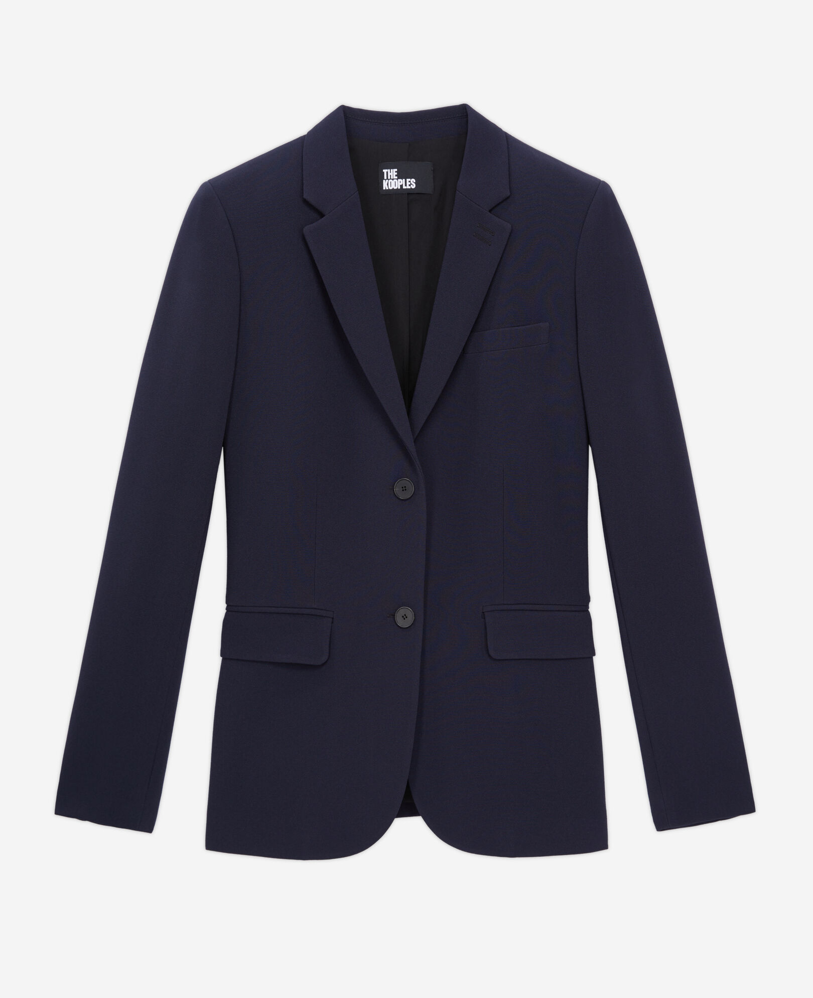 The Kooples WOMEN DARK NAVY navy blue crêpe suit jacket structured shape