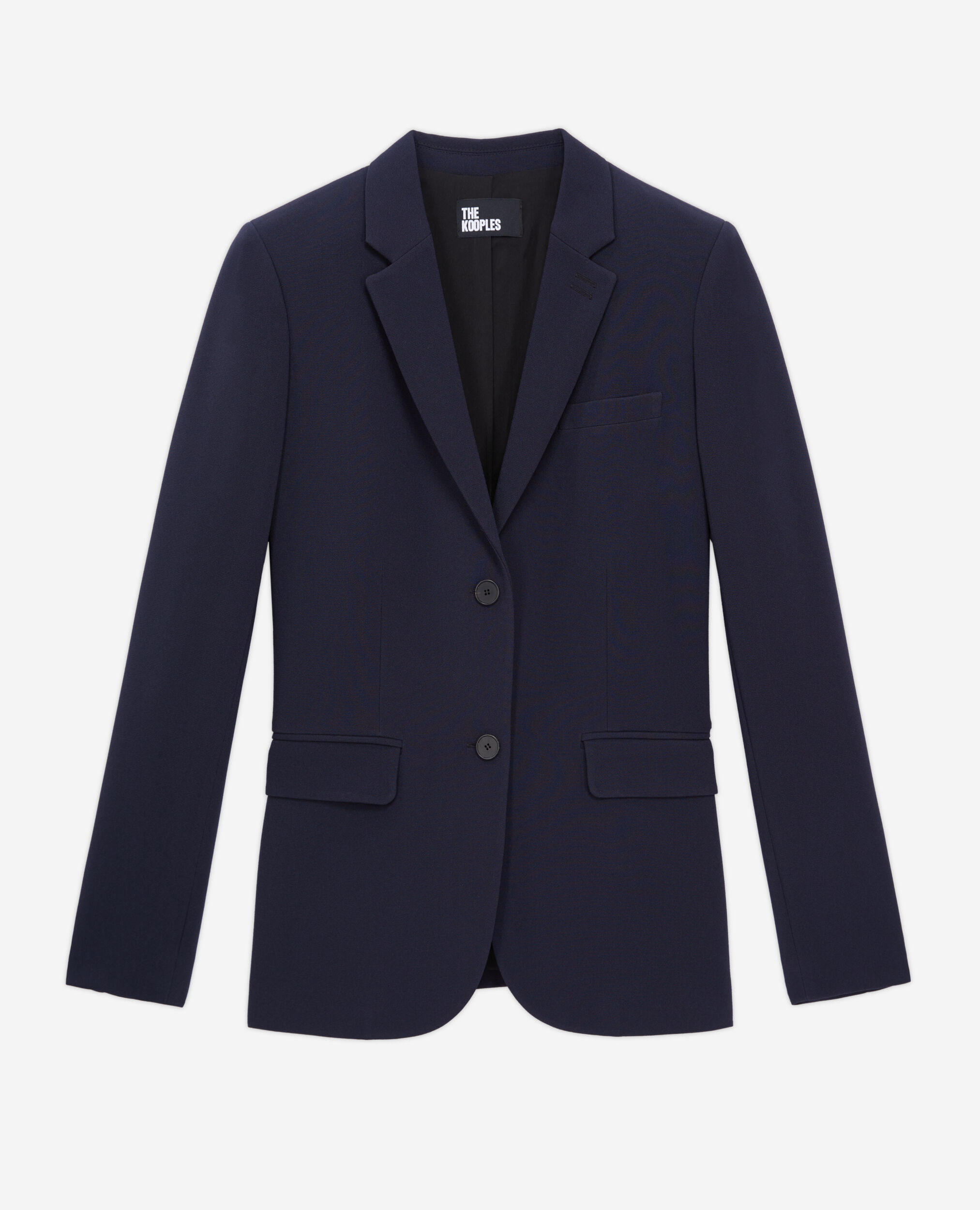 Navy blue crêpe suit jacket structured shape, DARK NAVY, hi-res image number null