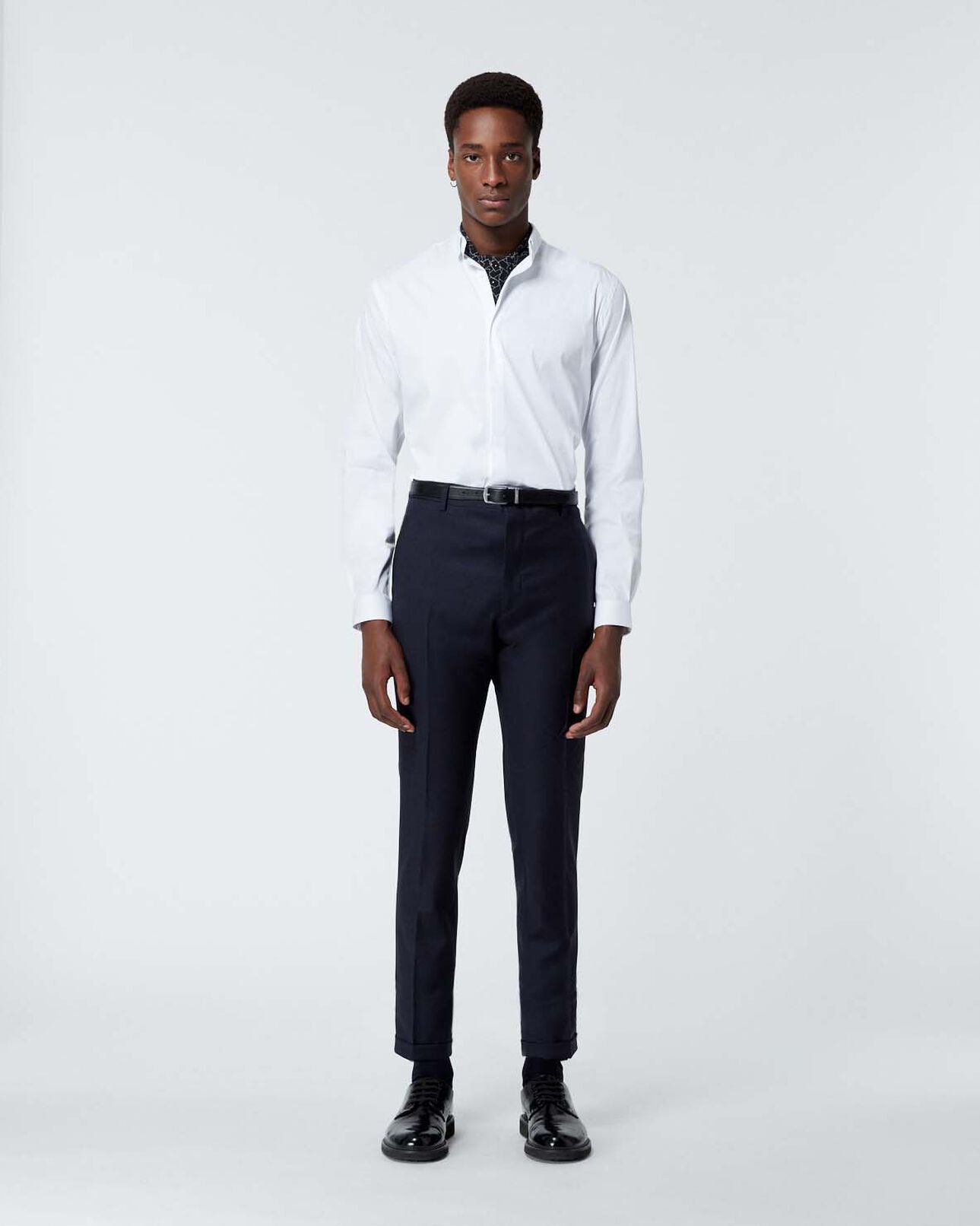 The Kooples HERREN WHITE weißes baumwollhemd mit seidenschal