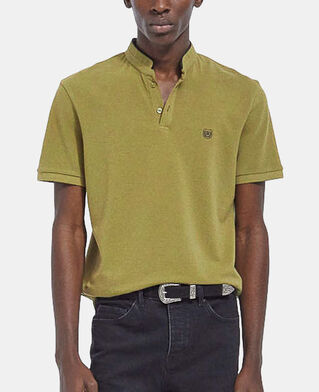 The Kooples HERREN GREEN / BLACK grün baumwoll-poloshirt mit offizierskragen