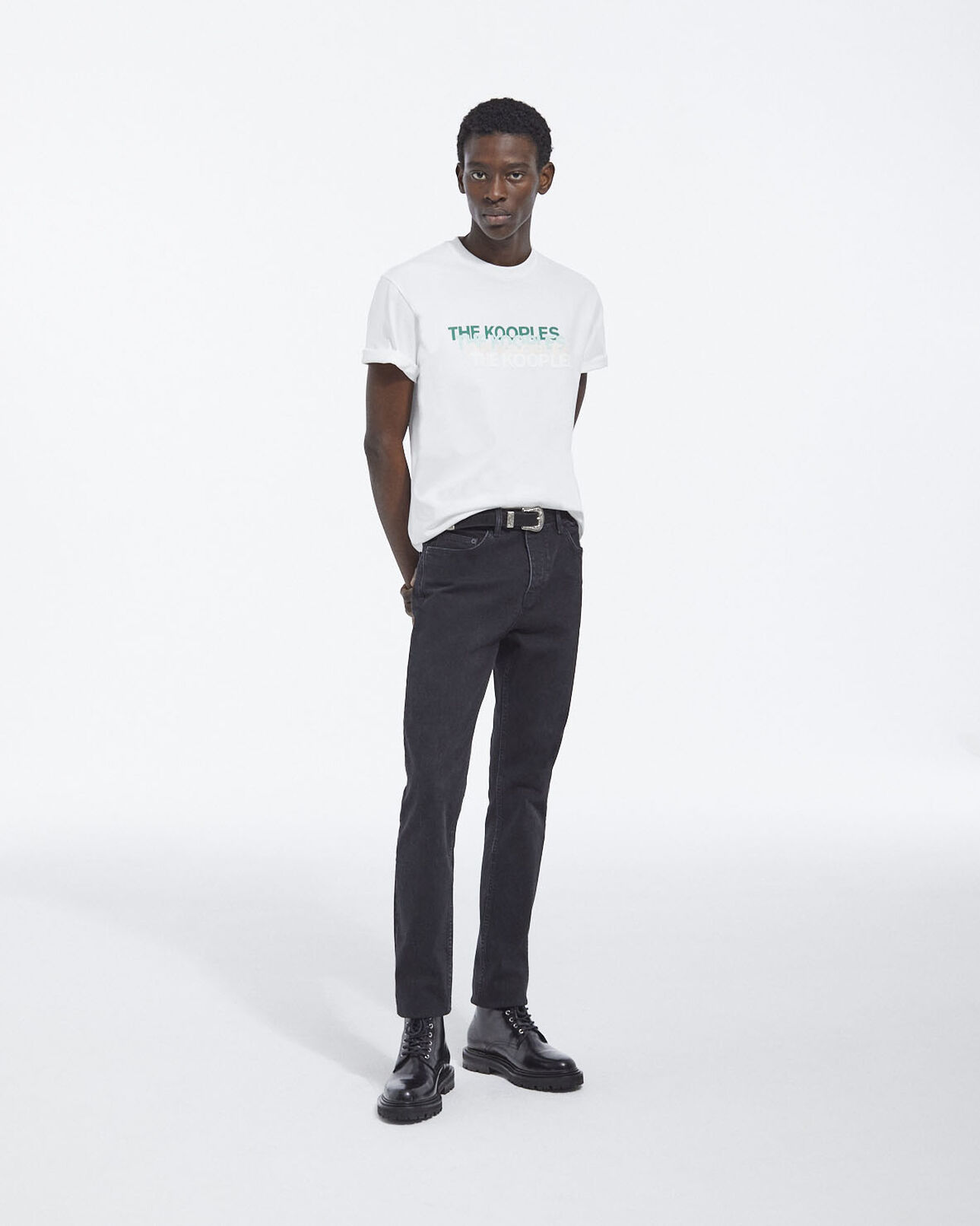 The Kooples MEN WHITE white t-shirt w/ contrasting the kooples logo