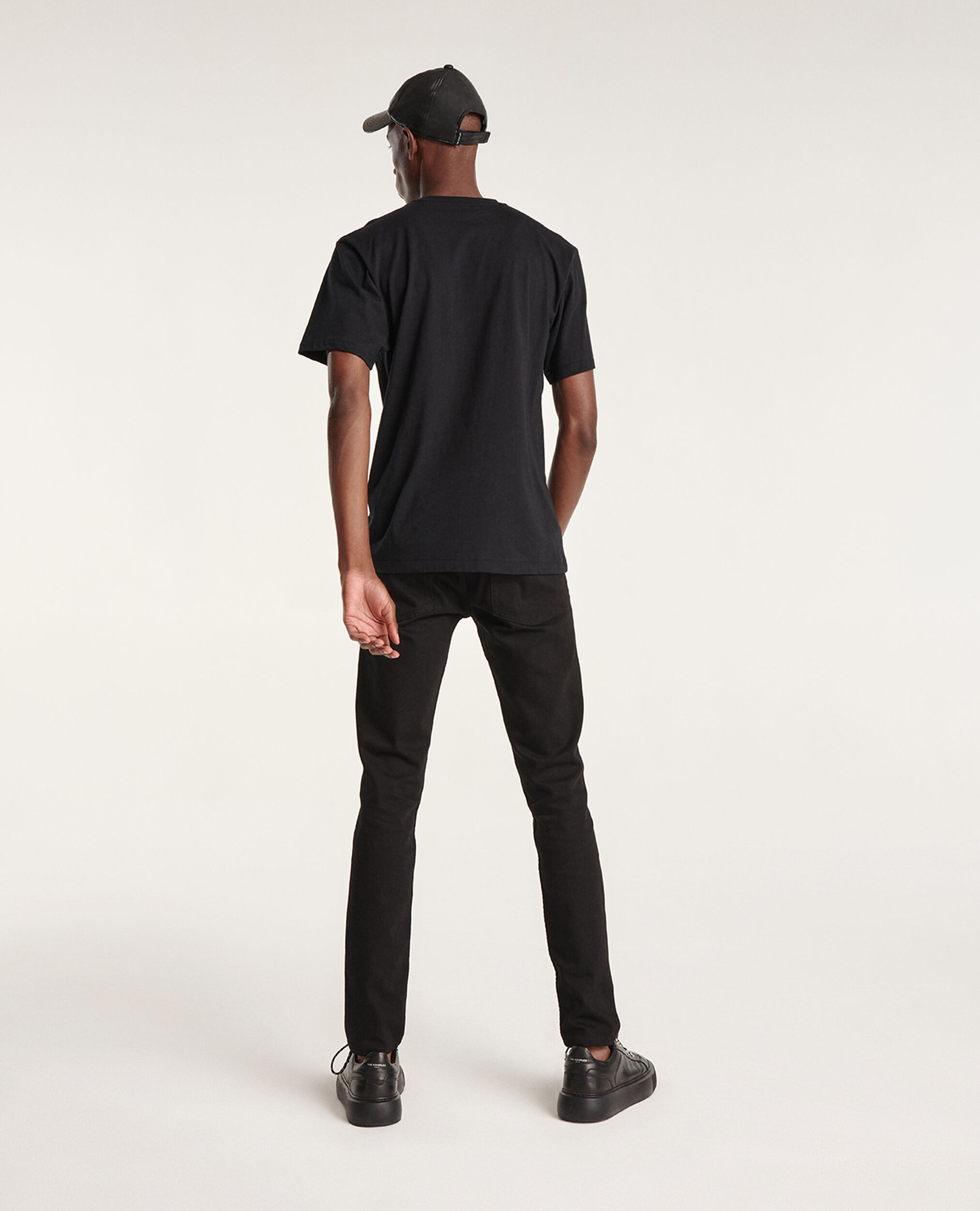 Camiseta negra de jersey de algodón estampada, BLACK, hi-res image number null