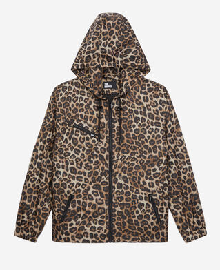 The Kooples F LEOPARD printed hooded windbreaker jacket