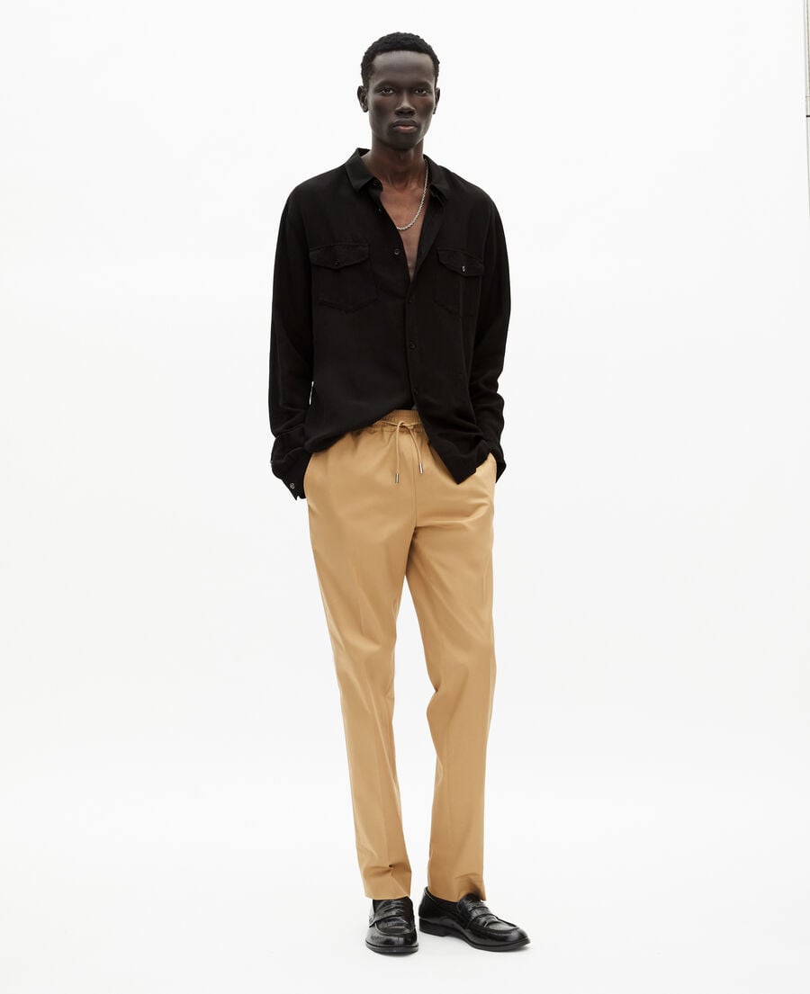 The Kooples MEN BLACK black linen mix shirt