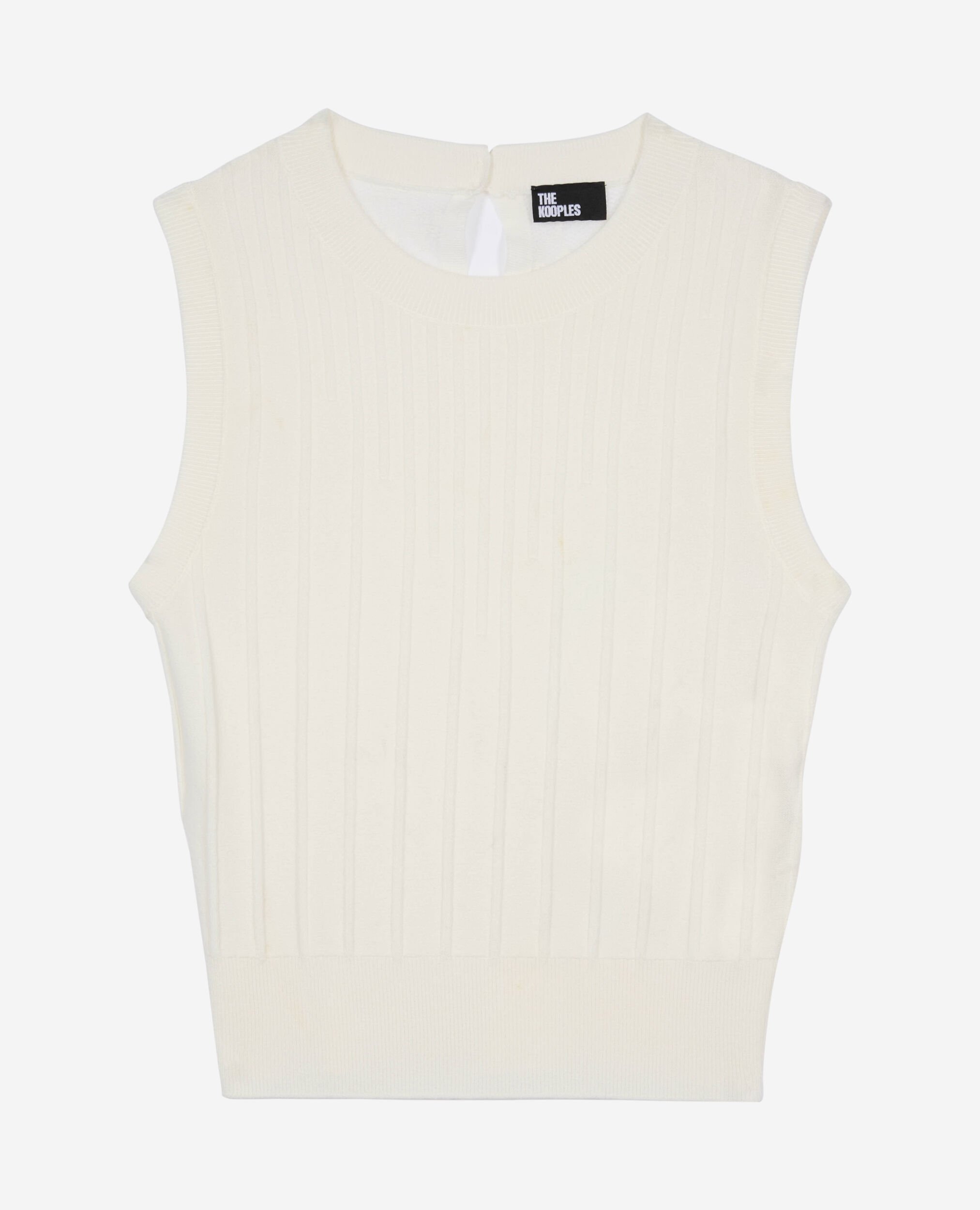 White knit top, WHITE, hi-res image number null