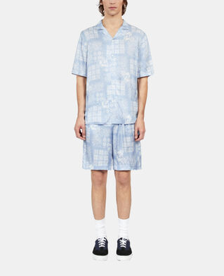 The Kooples HOMME WHITE / SKY BLUE chemise manches courtes imprim&eacute;e