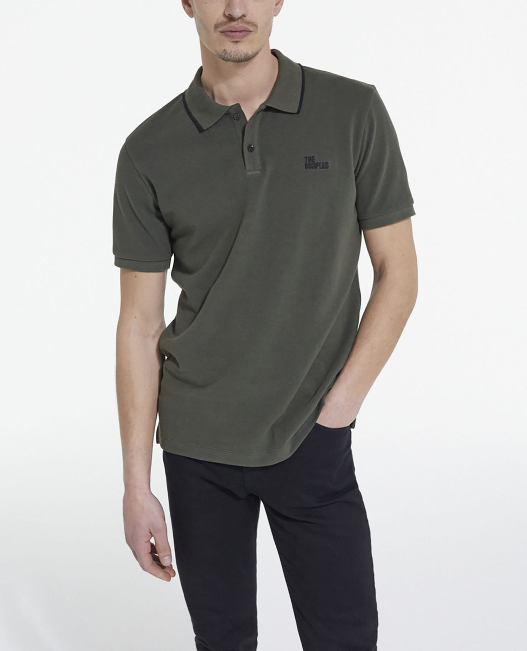 Khakifarbenes klassisches Poloshirt, FORET, hi-res image number null
