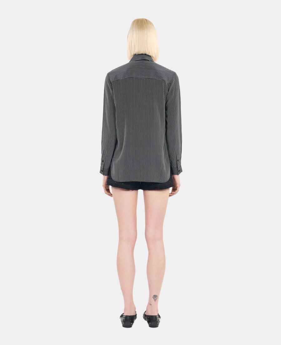 The Kooples F BLACK WHITE striped silk shirt
