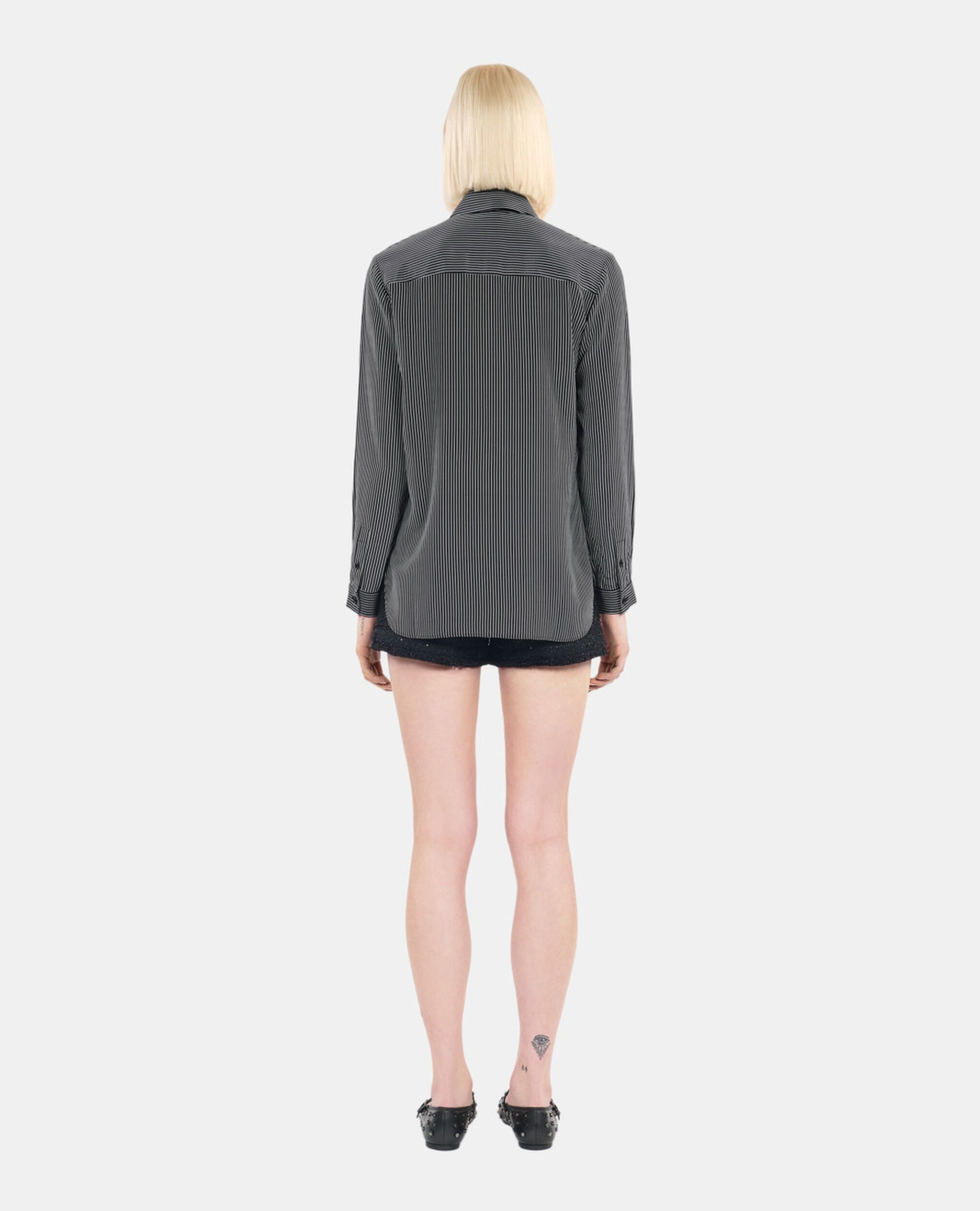 Striped silk shirt, BLACK WHITE, hi-res image number null