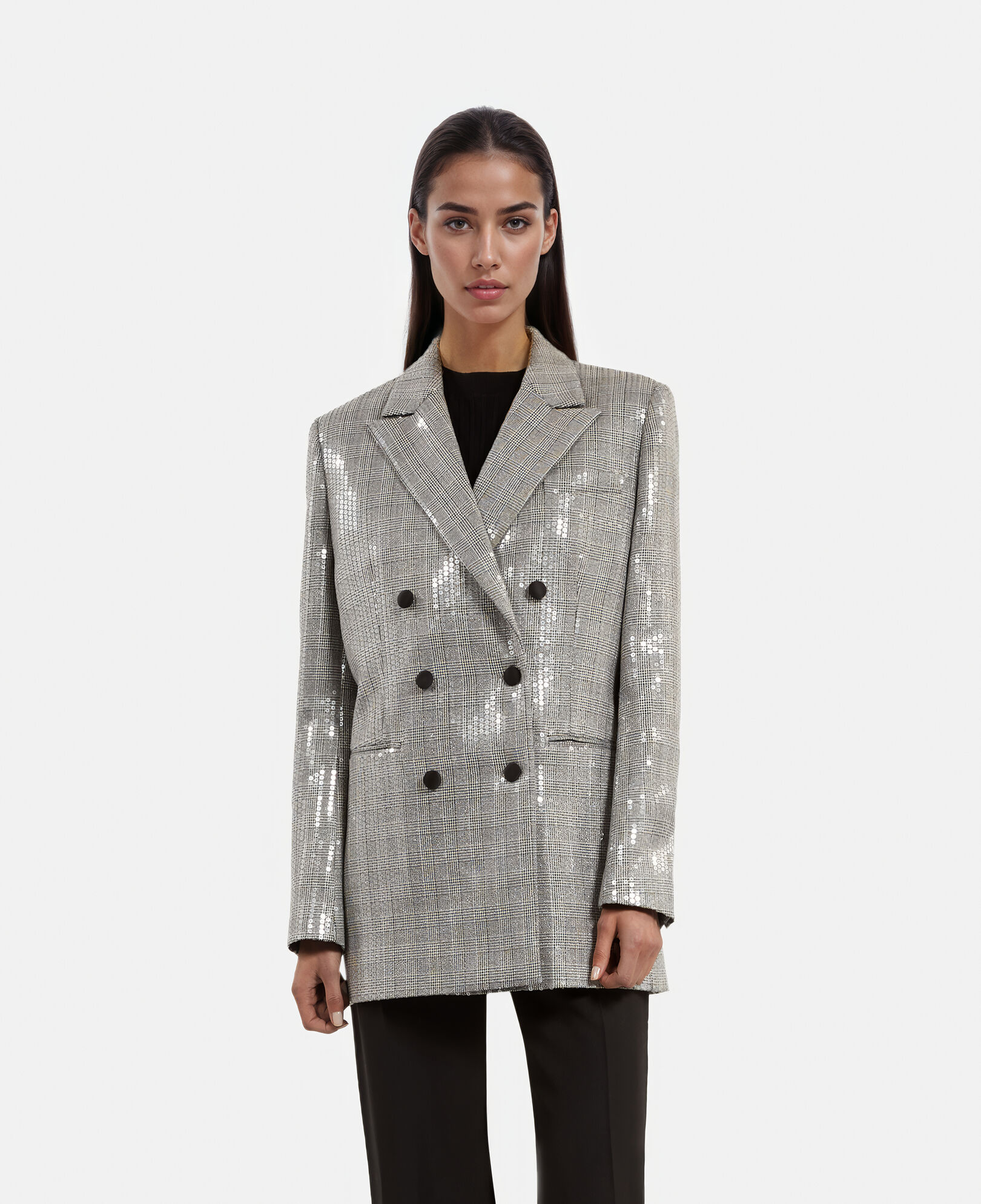 The Kooples WOMEN GREY gray prince of wales sequin jacket