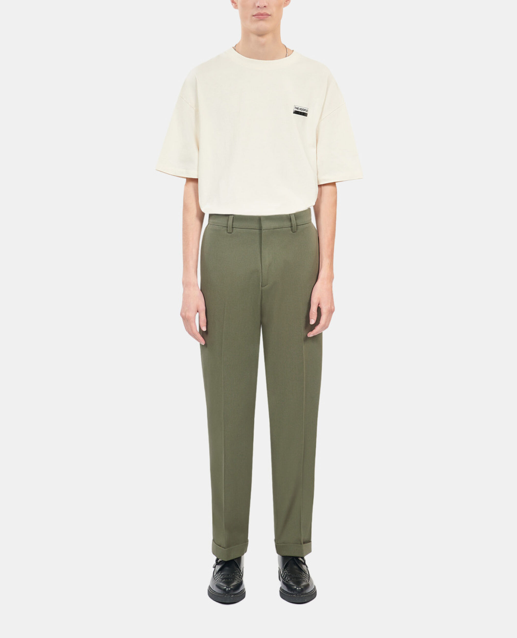 Khaki cotton trousers, OLIVE NIGHT, hi-res image number null