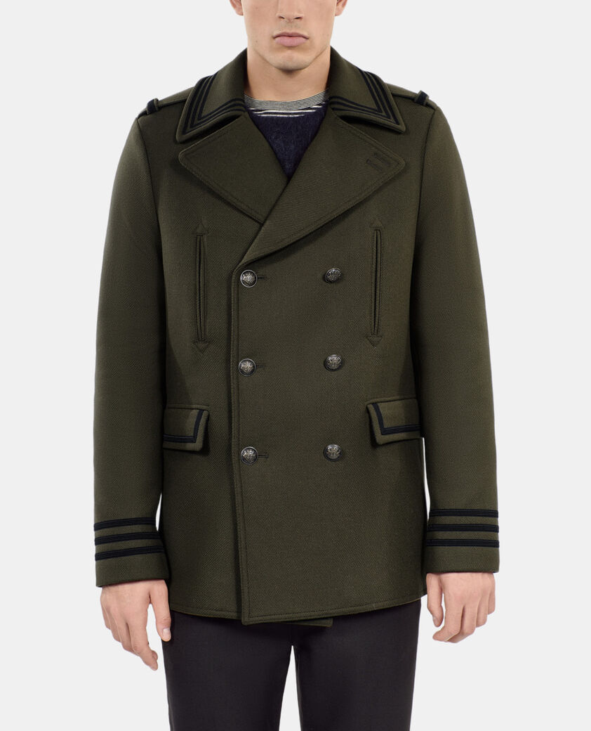 The Kooples HERREN KAKI khakifarbene cabanjacke im offizierstil