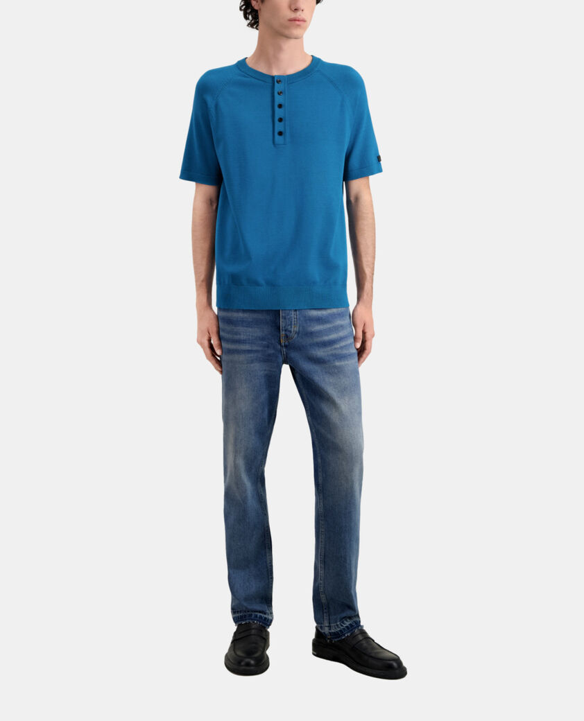 The Kooples HERREN MEDIUM BLUE blaues t-shirt herren aus strick