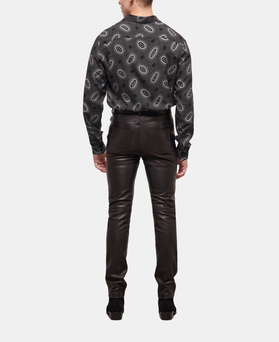 The Kooples MEN BLACK black leather slim-fit pants