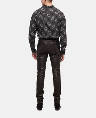 The Kooples MEN BLACK black leather slim-fit pants