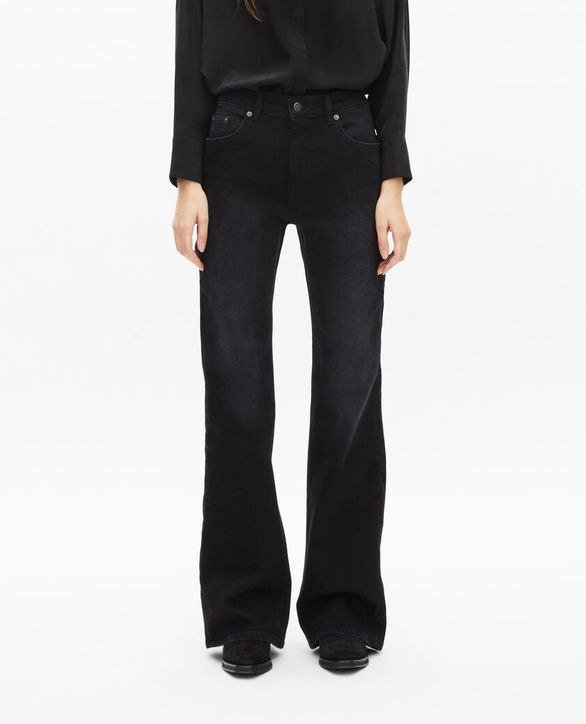 The Kooples FEMME BLACK WASHED jean flare noir