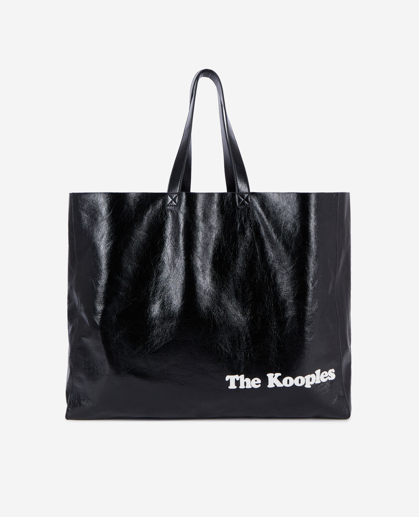 The Kooples WOMEN null black leather-effect shopping bag