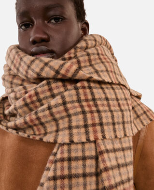 The Kooples M BEIGE / BROWN / BLACK checked wool scarf
