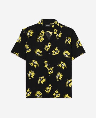 The Kooples H BLACK / YELLOW flowing black shirt with floral print