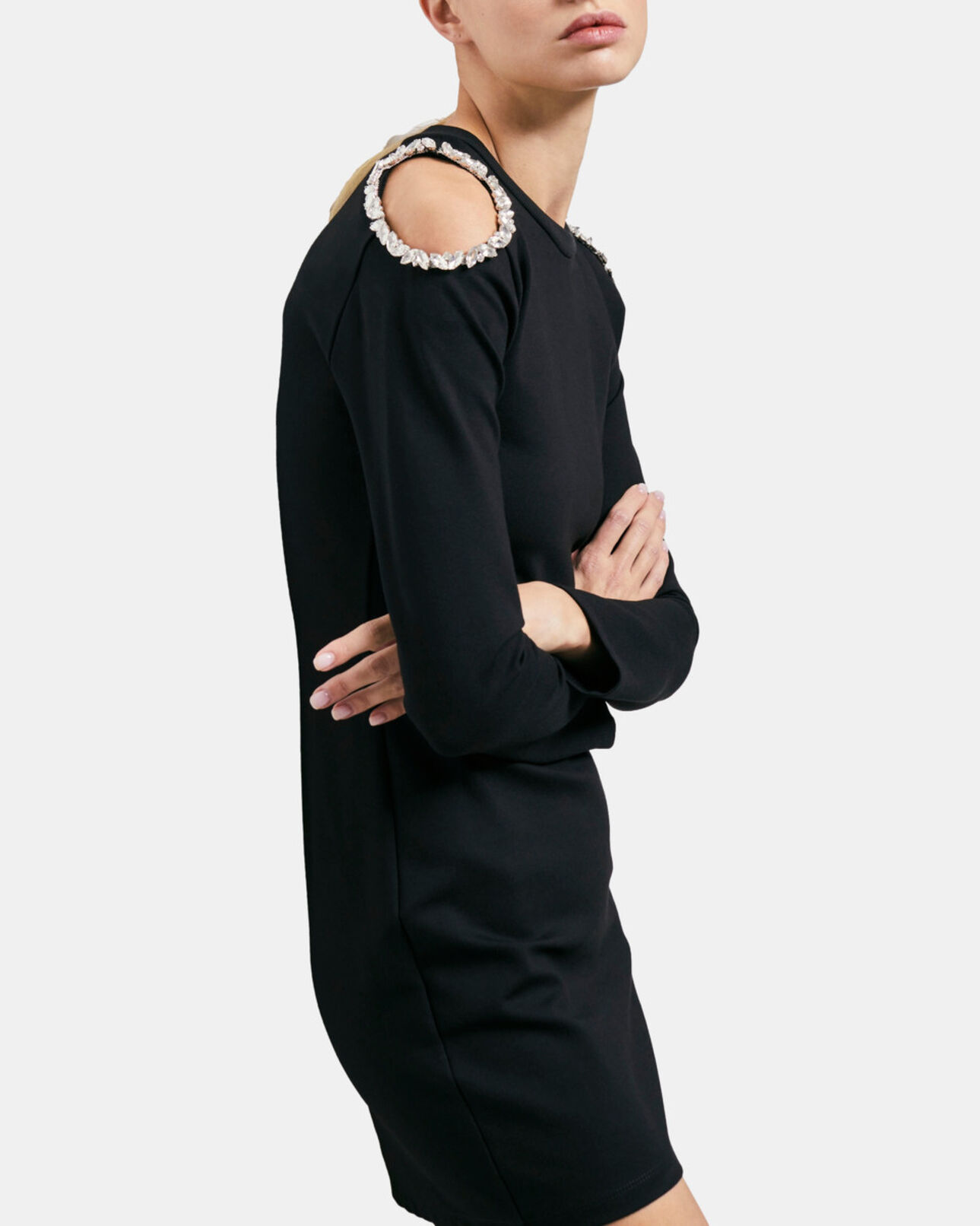 The Kooples FEMME BLACK robe courte détails épaules noire