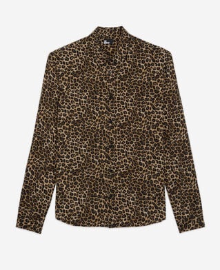 The Kooples HOMME LEOPARD chemise col classique en soie léopard