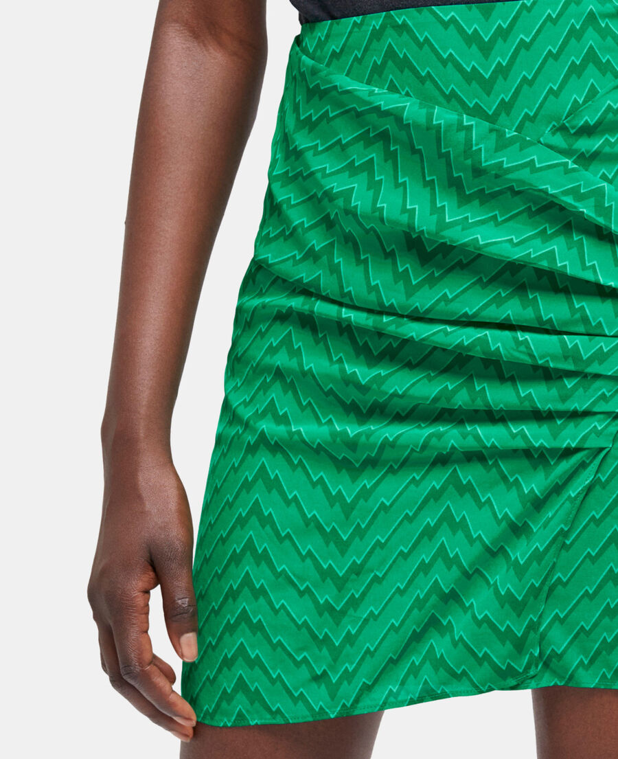 short draped green skirt