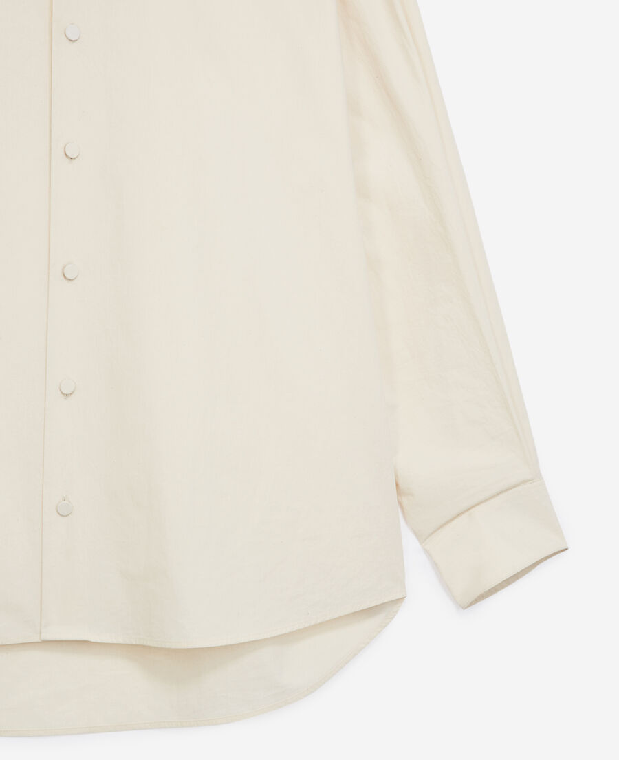 beige shirt with large classic collar