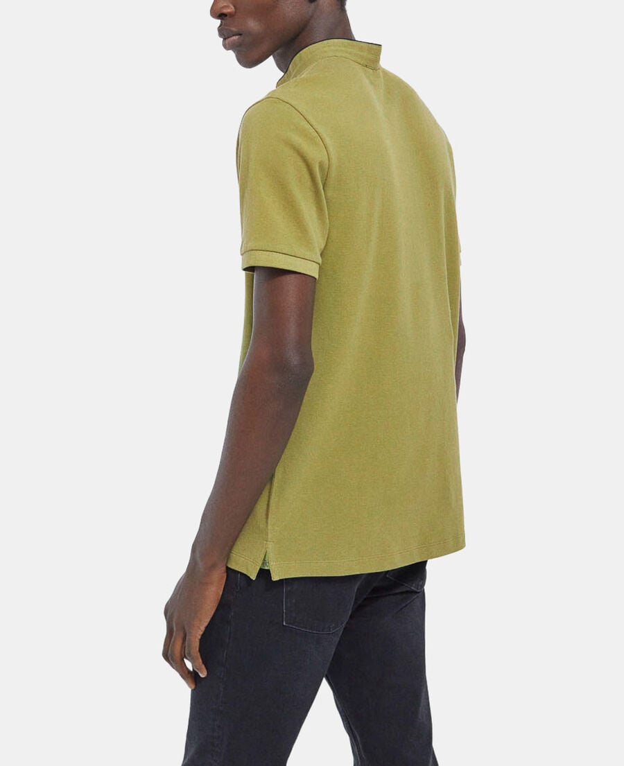 The Kooples H GREEN / BLACK green polo with officer collar and embroidery