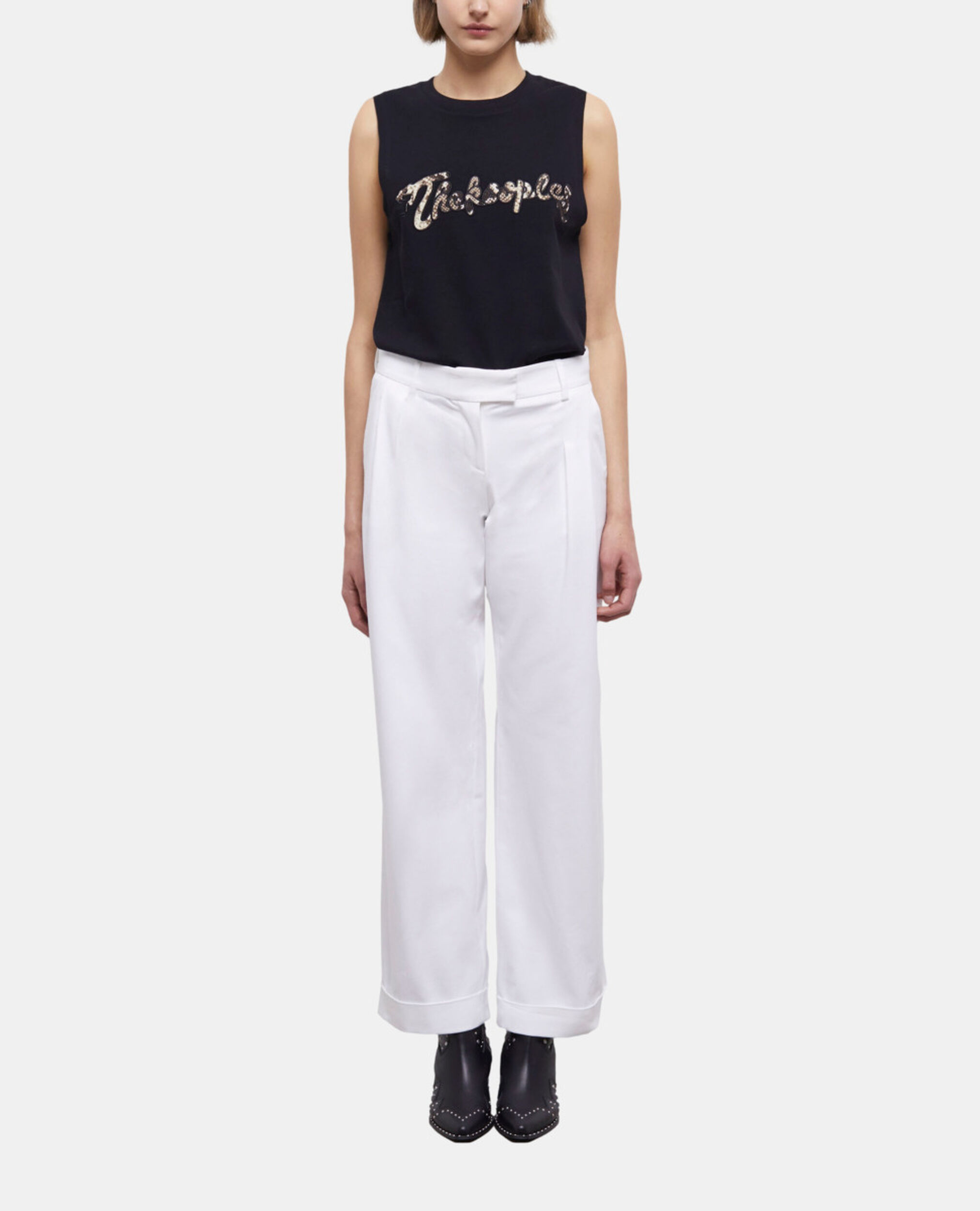 Pantalon large blanc, WHITE, hi-res image number null