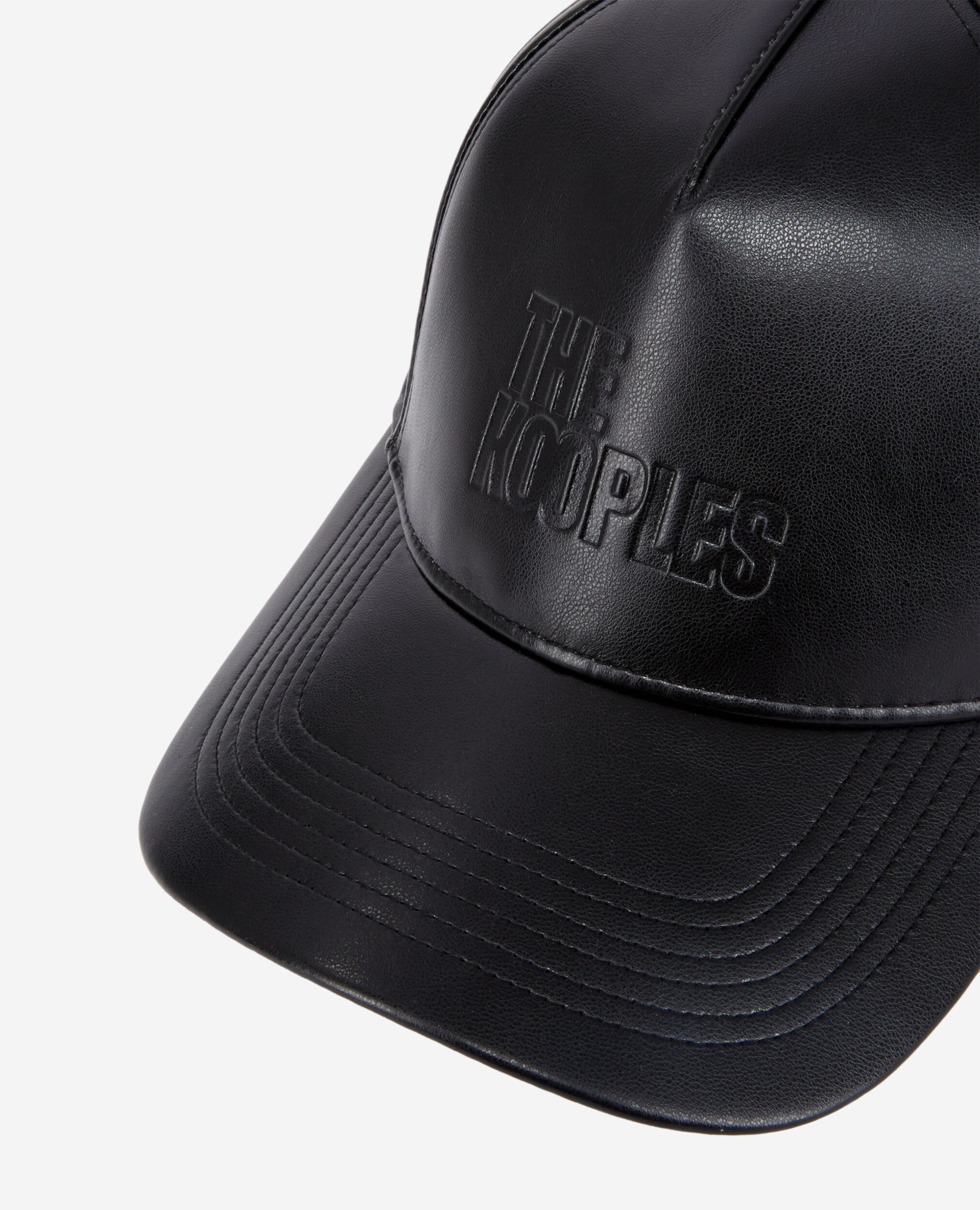 Black leather effect cap