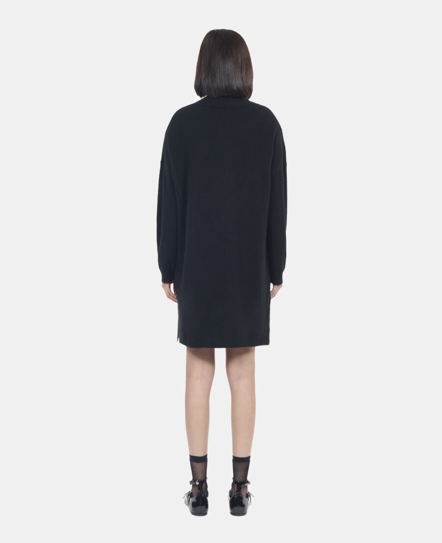 The Kooples FEMME BLACK robe pull courte en cachemire noir