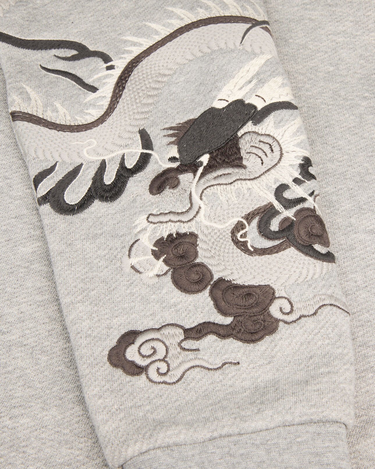 The Kooples HOMBRE GREY MELANGE sudadera con capucha y mangas bordadas en gris