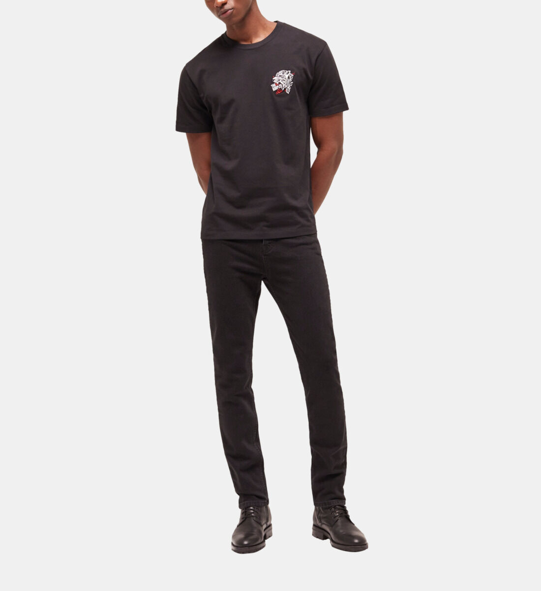 Men s black screen print t shirt The Kooples US