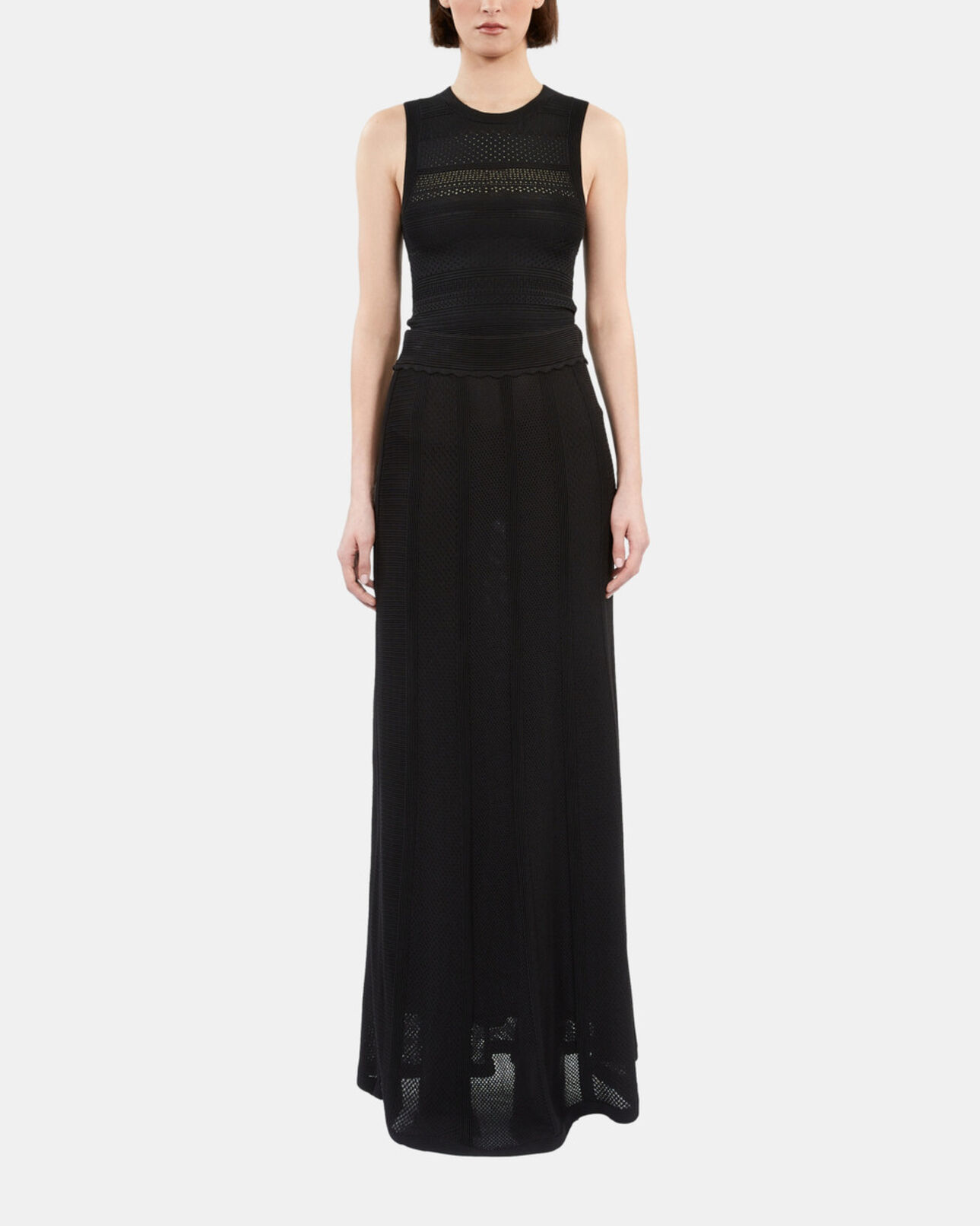 The Kooples WOMEN BLACK long black openwork knit skirt