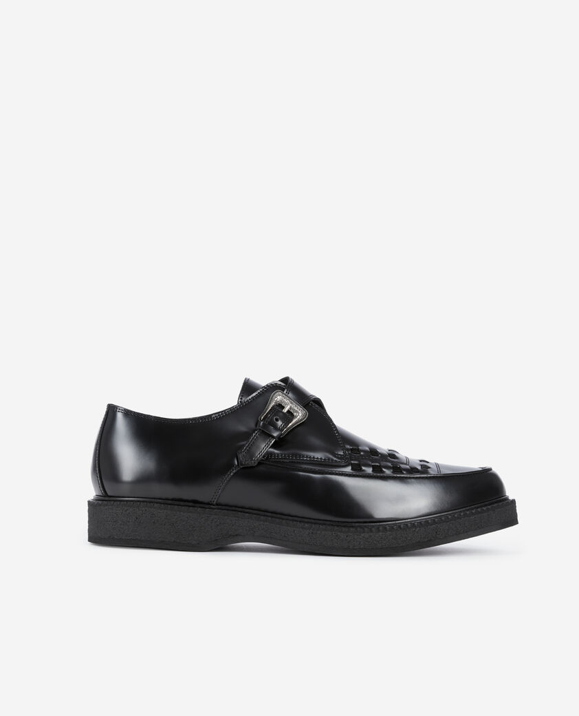 The Kooples MEN BLACK black leather derbies with buckle