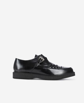 The Kooples MEN BLACK black leather derbies with buckle
