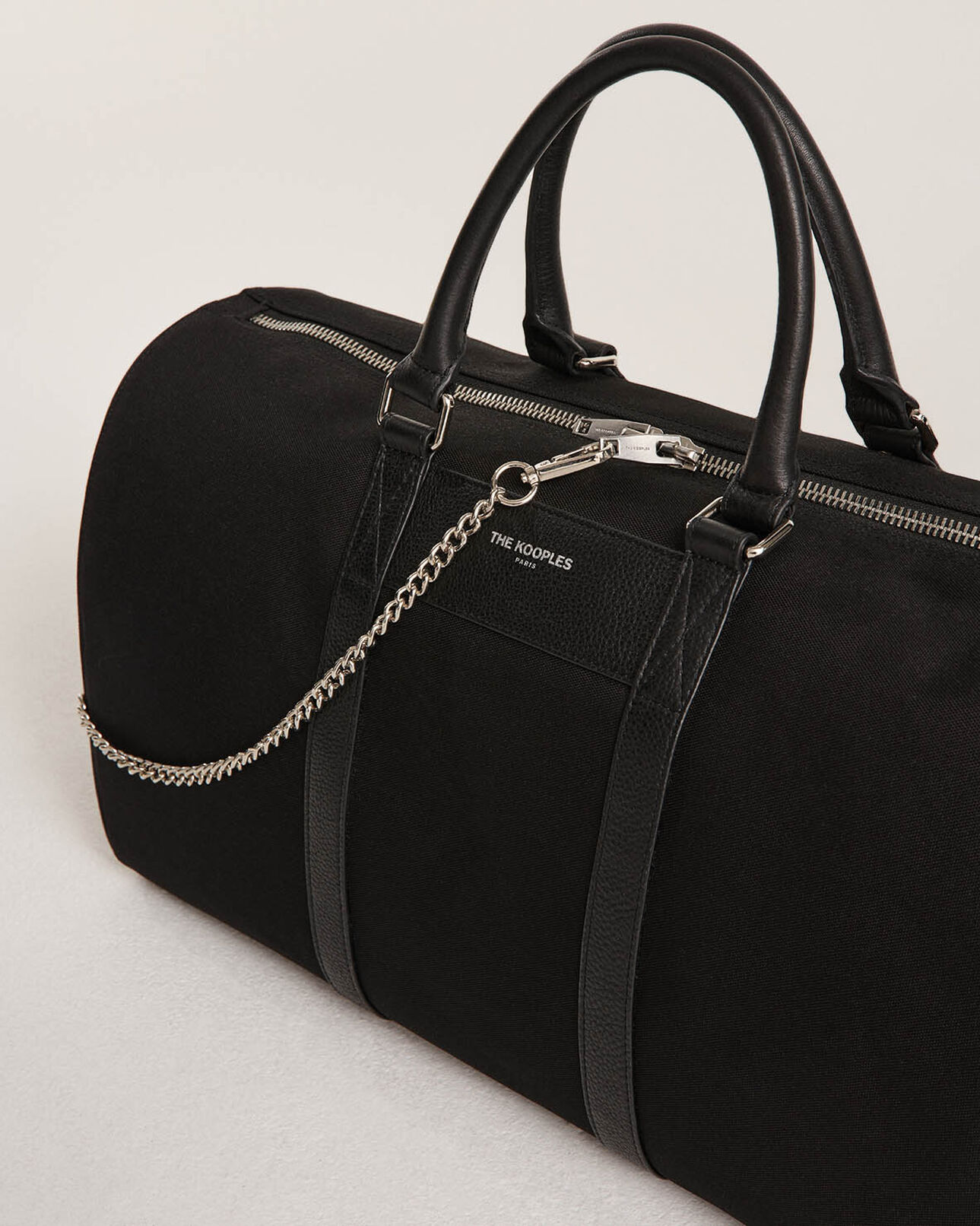 The Kooples HERREN BLACK schwarzer weekender mit abnehmbarer kette
