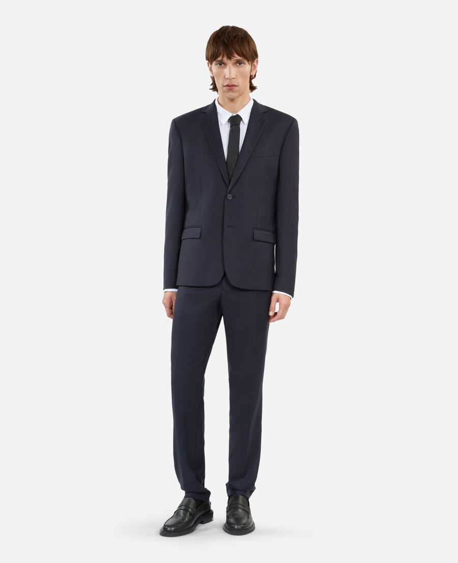 veste de costume en laine bleu marine