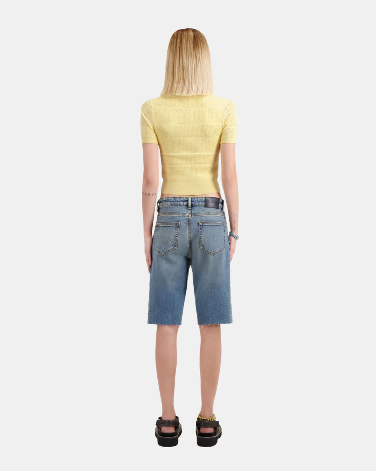 The Kooples MUJER MELLOW YELLOW camisa polo amarillo claro punto calado