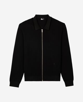The Kooples HOMME BLACK cardigan en nid d'abeille noir