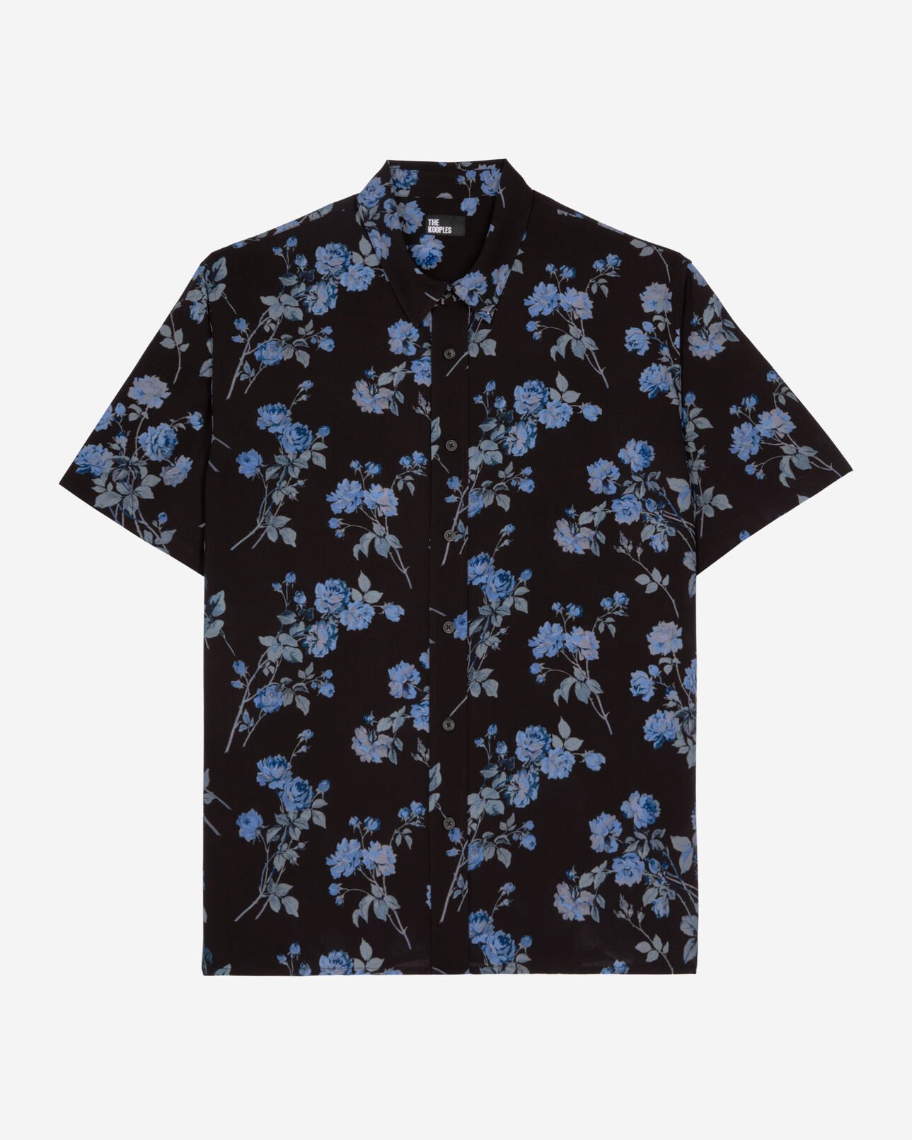 The Kooples HOMME BLACK BLUE chemise manches courtes imprimé fleuri noir