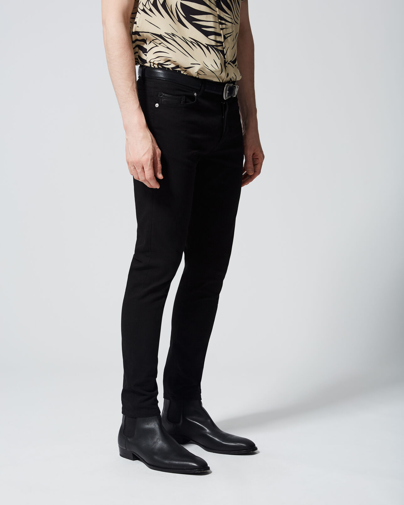 The Kooples HOMME BLACK jean slim noir léger coton stretch