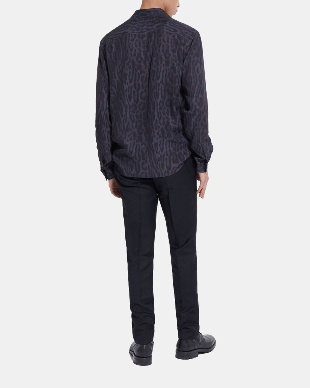 The Kooples MEN GREY BLACK leopard print shirt with classic collar