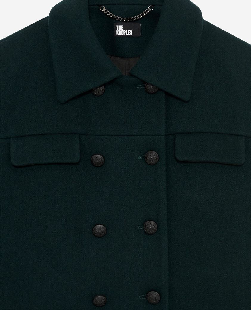 The Kooples FEMME BOTTLE GREEN blouson court en laine vert foncé
