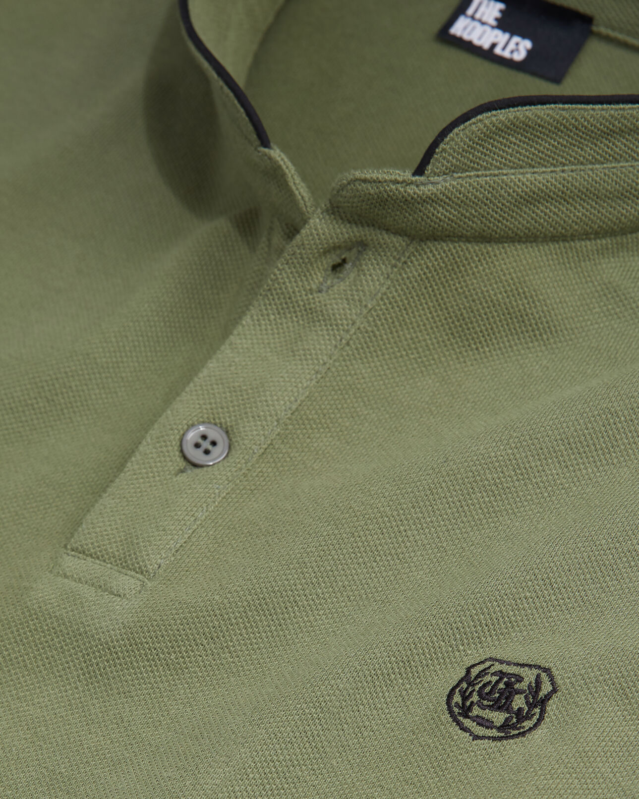 The Kooples MEN KAKI green officer collar polo shirt