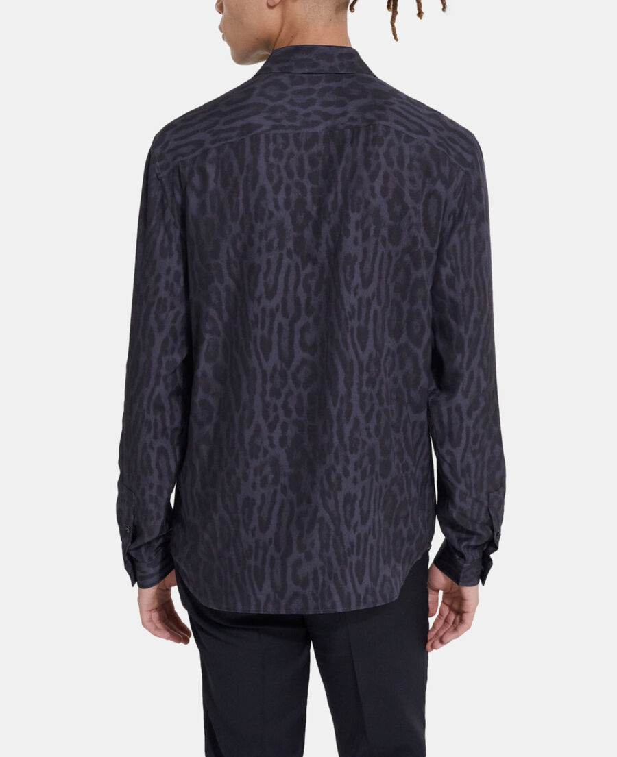 chemise col classique léopard grise