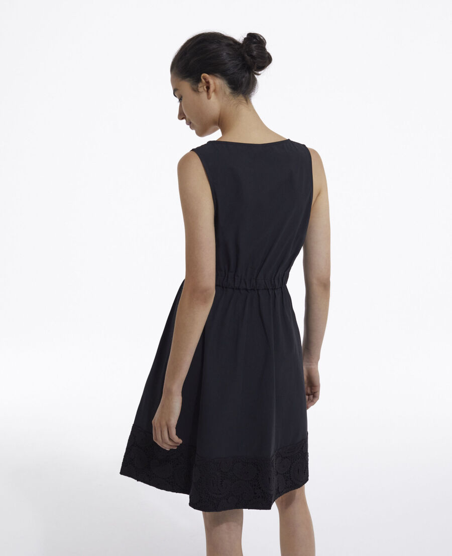 robe courte noire sans manches poches